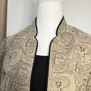Tan Suit Jacket with Paisley Embroidery and Mandarin Collar